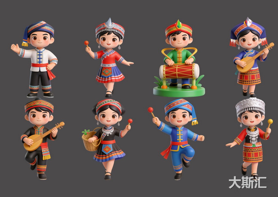 卡通三月三人物 IP 形象雕塑PNG免扣预览图