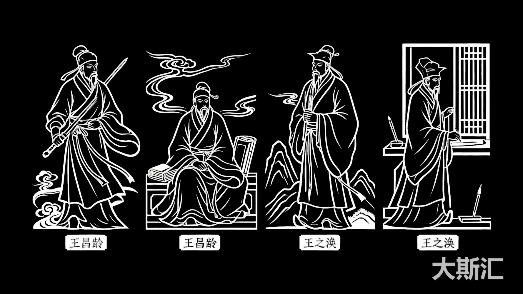 古代名人诗人人物SU模型