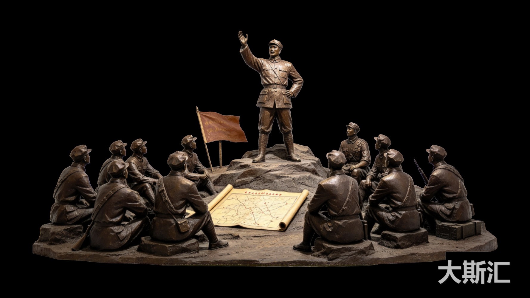 革命时期场景长征 红军 人物 雕塑 SU剪影