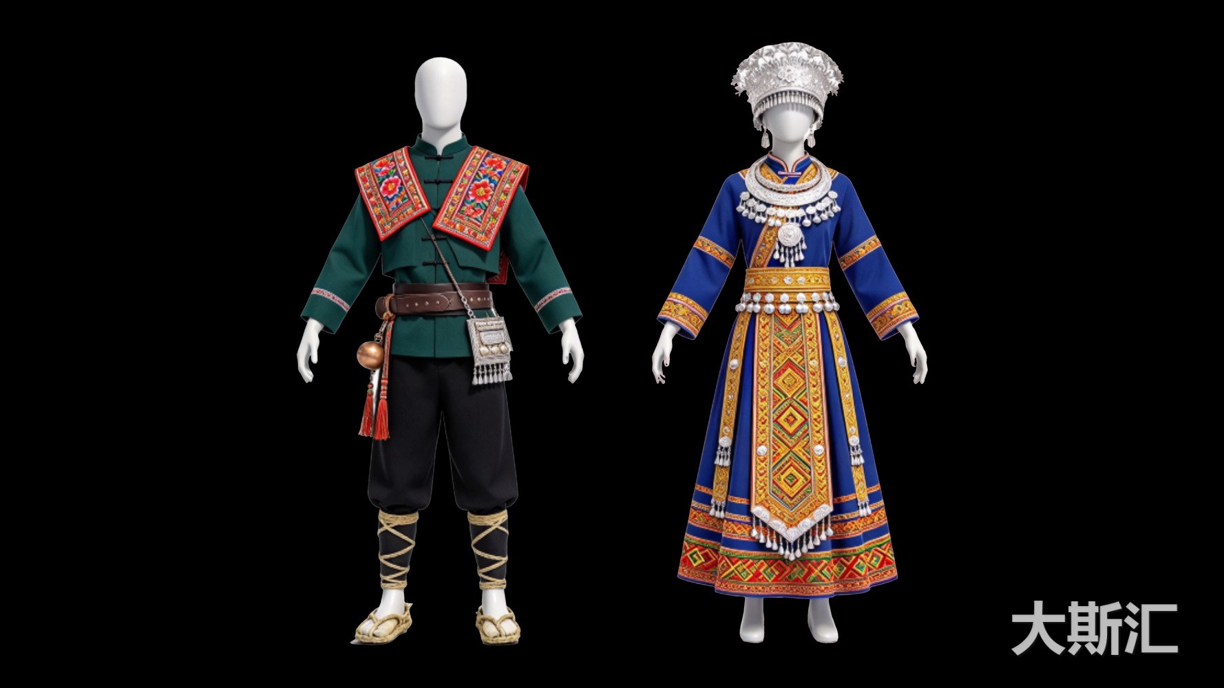 瑶族服装 模特人物少数民族服饰 SU模型