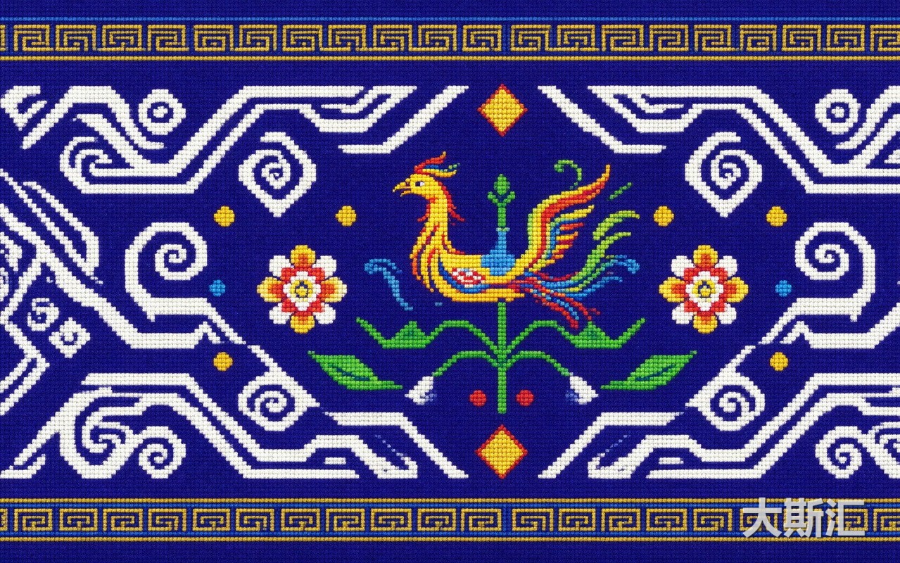 布纹刺绣壮族壮锦纹样贴图预览图
