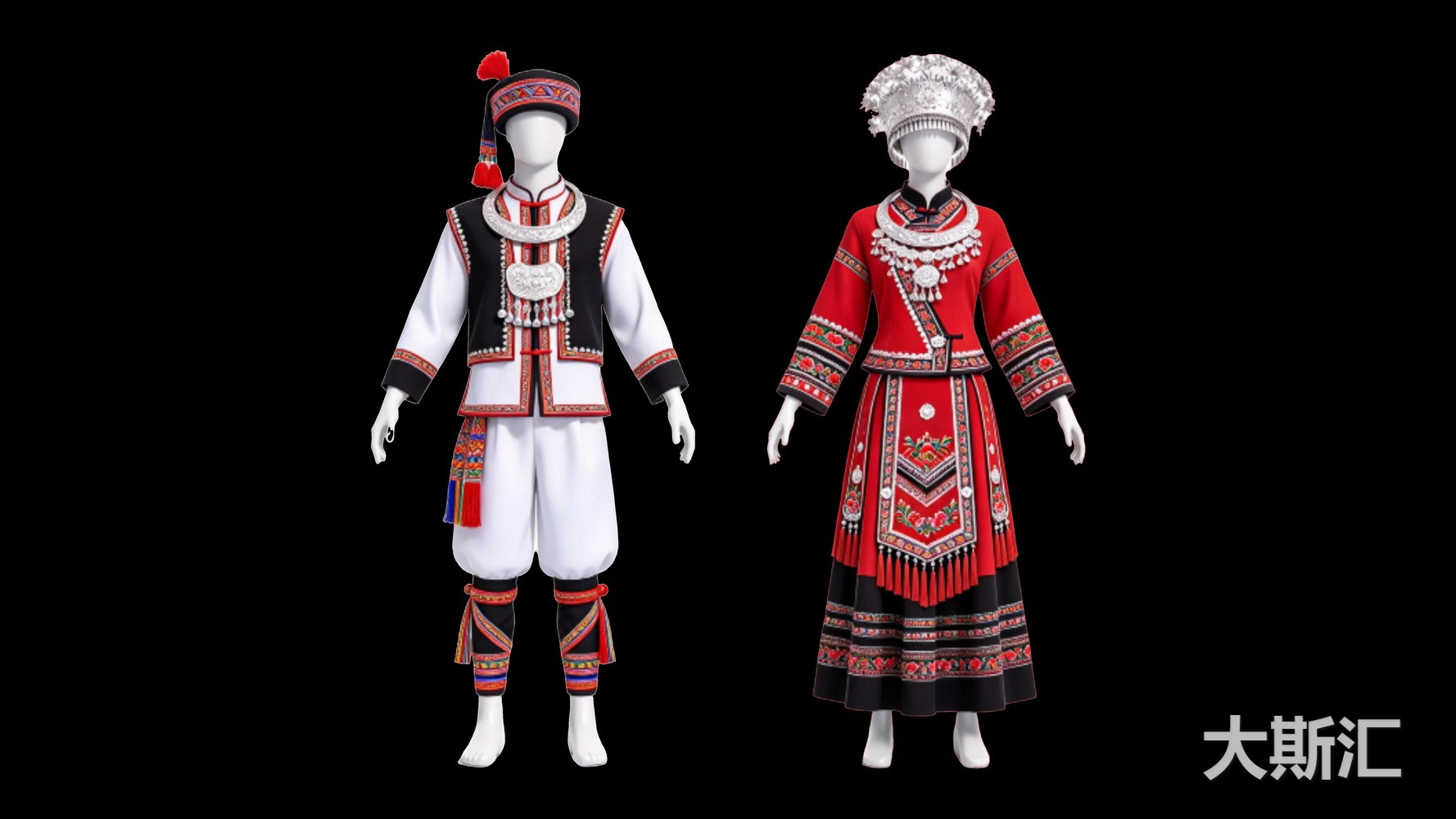 瑶族服装 模特人物少数民族服饰 SU模型