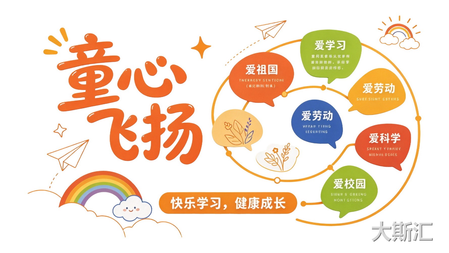 现代童心飞扬校园文化墙SU模型