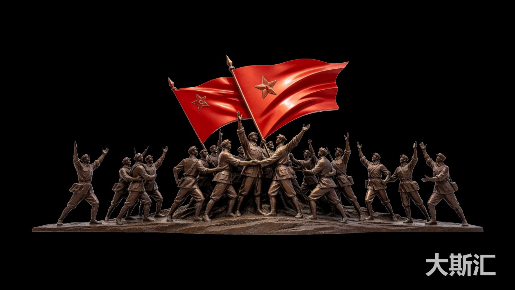 革命群体长征 红军 人物 雕塑 SU剪影