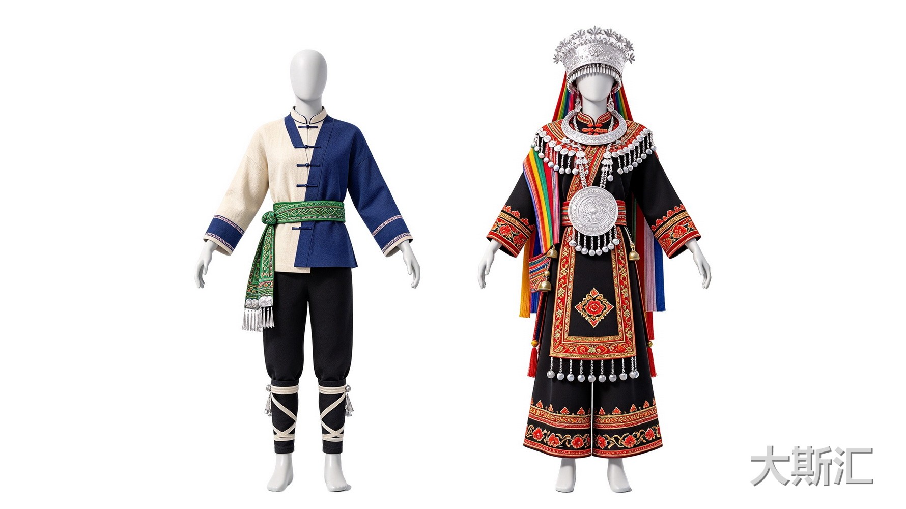 瑶族服装 模特人物少数民族服饰 SU模型