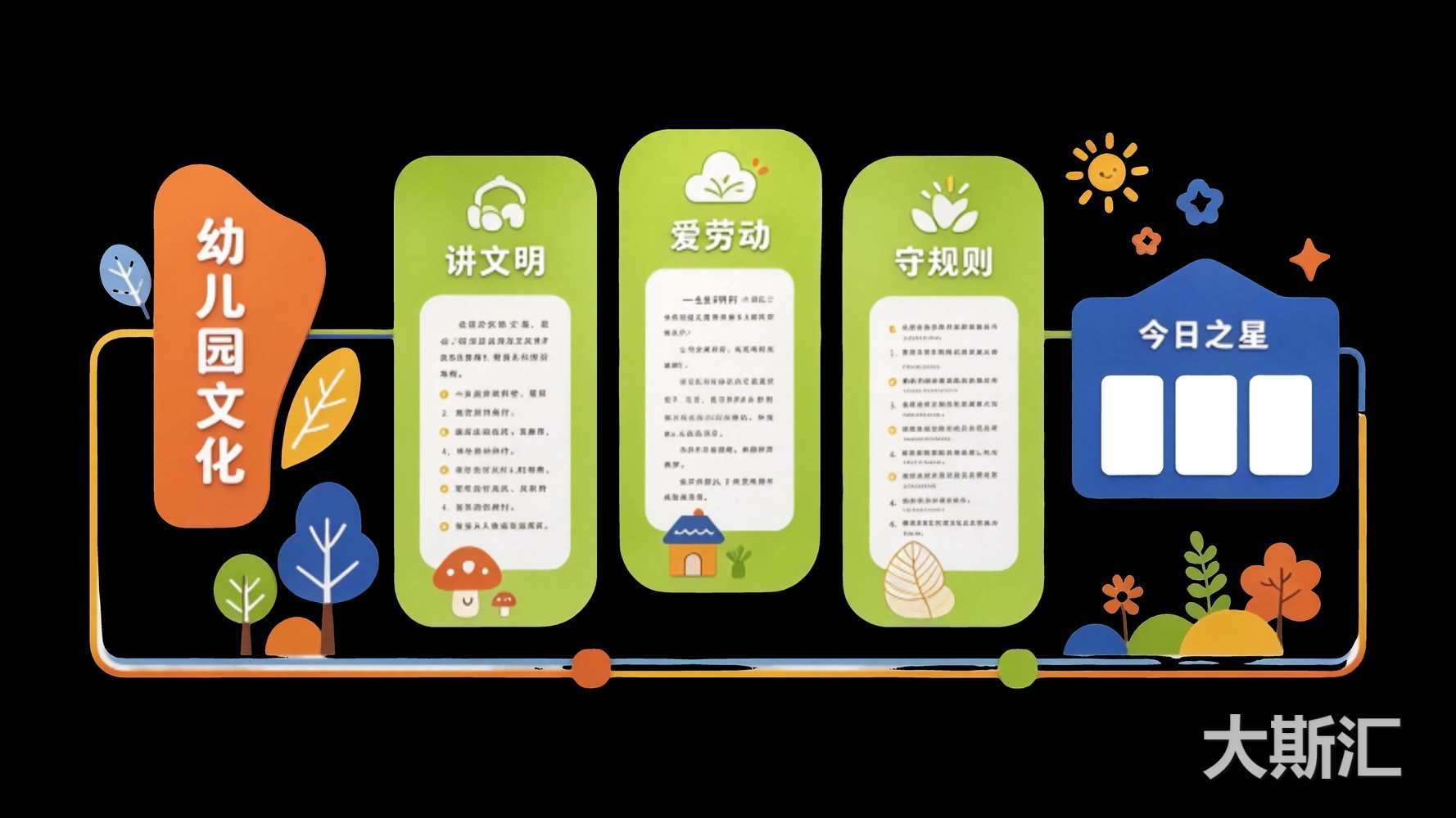 活泼童趣幼儿园 校园 宣传栏 文化墙 SU剪影