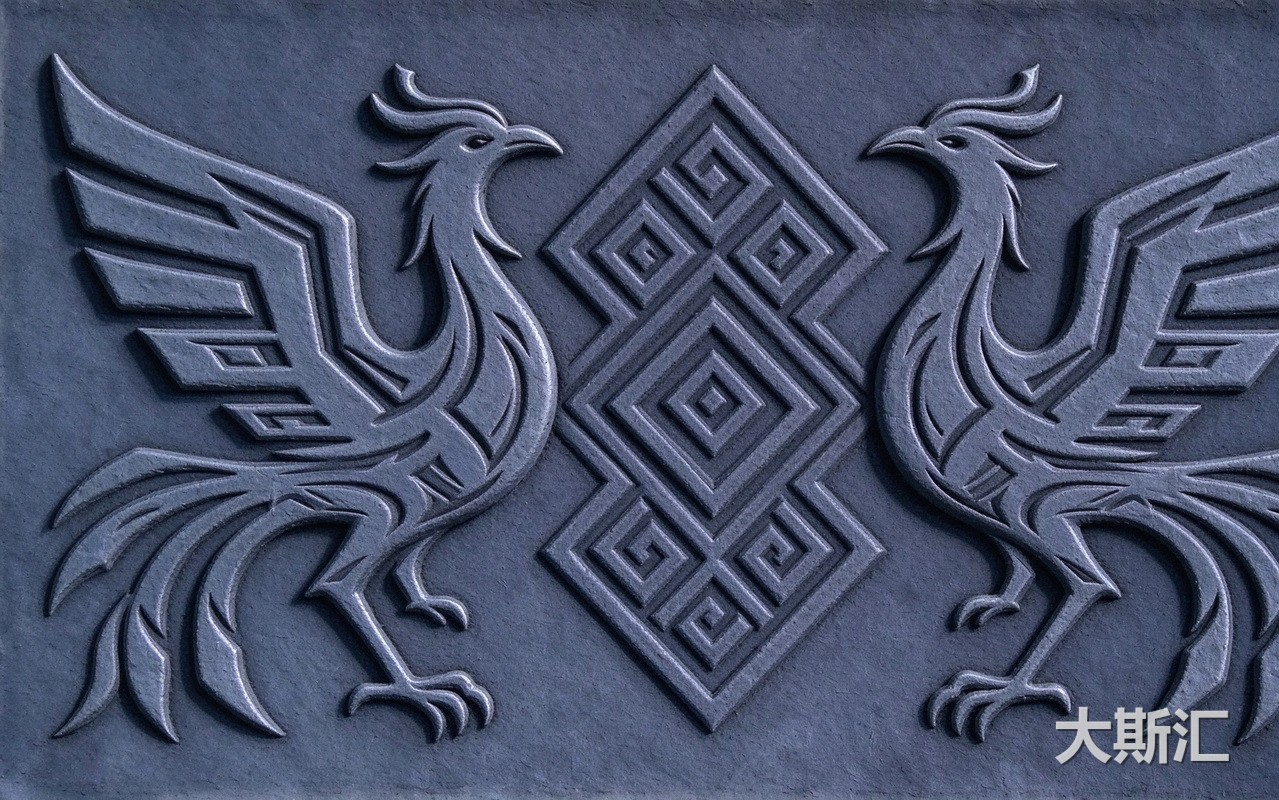 浮雕雕塑壮族太阳鸟贴图预览图