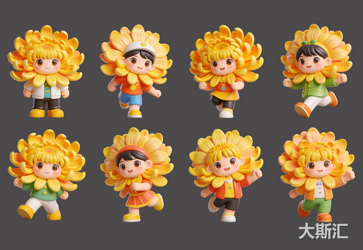 菊花人物IP形象雕塑PNG免扣预览图