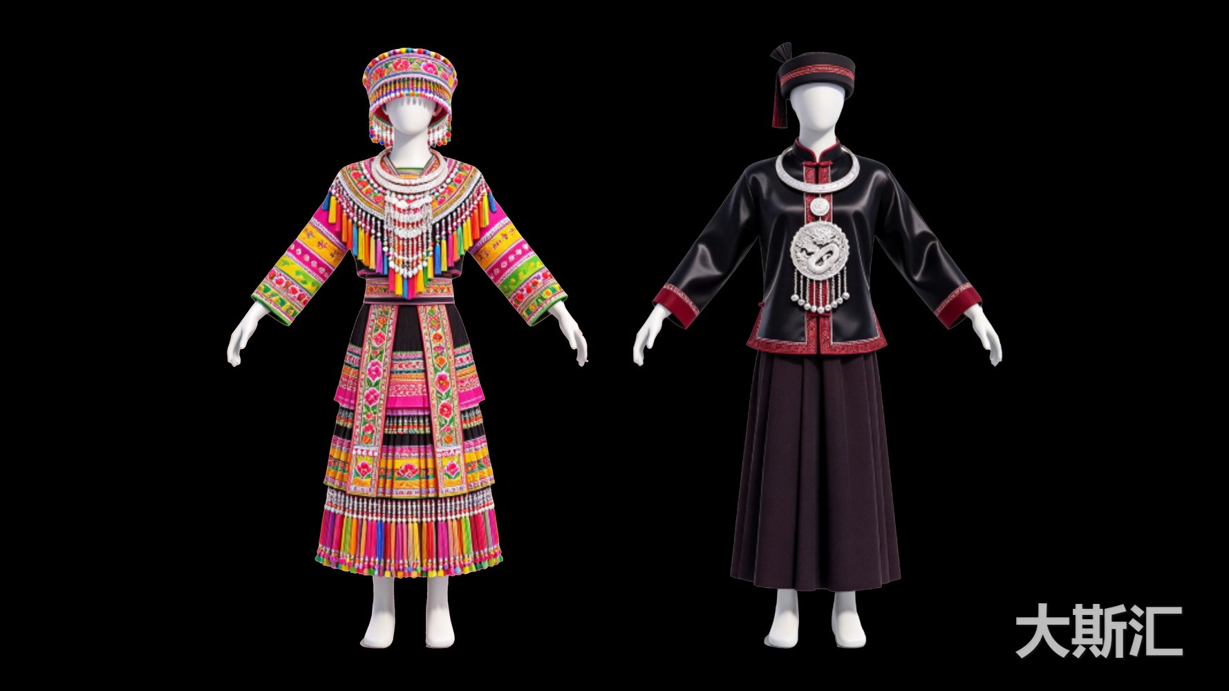 瑶族服装 模特人物少数民族服饰 SU模型
