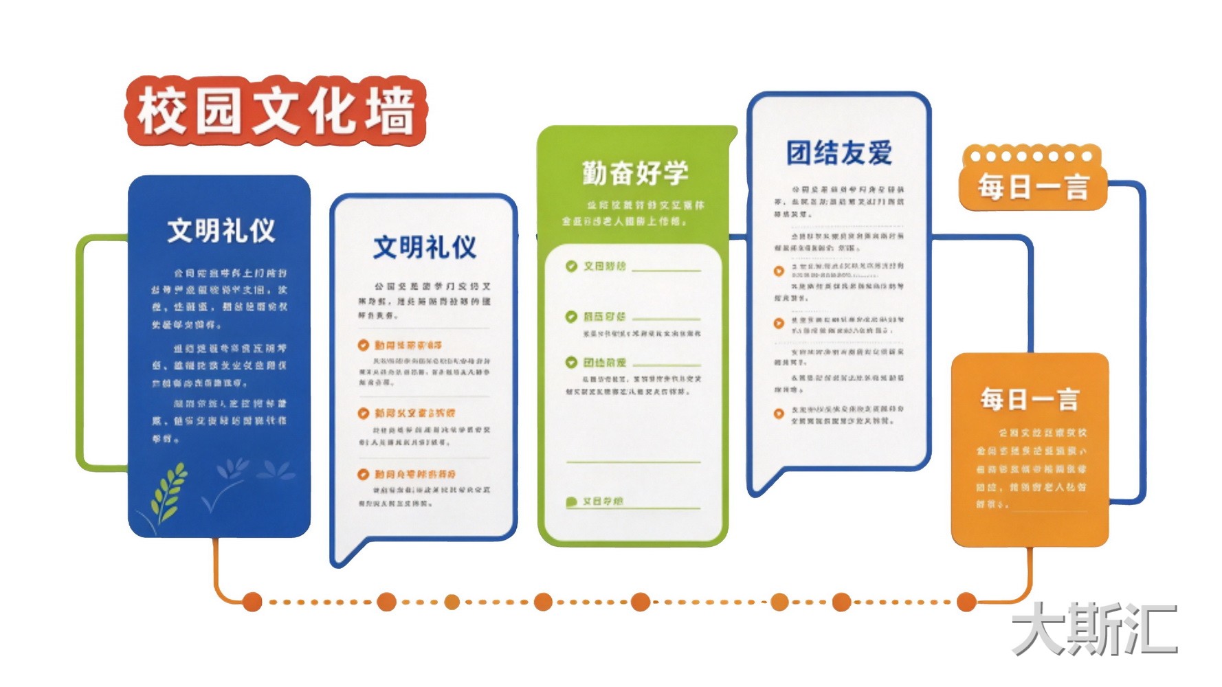现代校园文化墙文明礼仪SU模型