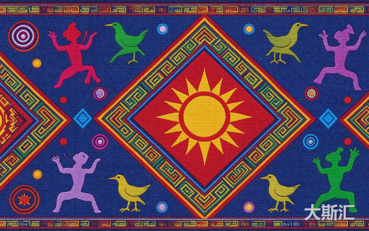 壮族人形图形壮锦纹样贴图预览图