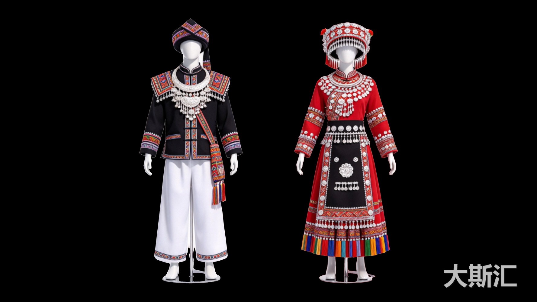 瑶族服装 模特少数民族服饰 SU模型