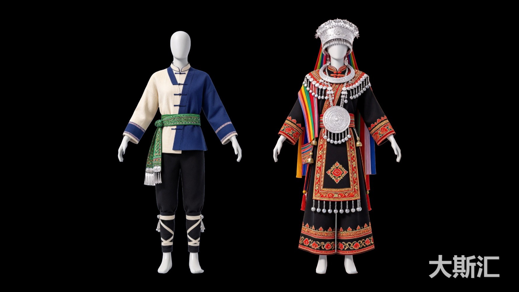 瑶族服装 模特人物少数民族服饰 SU模型